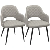 HOMCOM Conjunto de 2 Cadeiras de Sala de Jantar Estofada em Tecido com Encosto Alto e Pés de Aço 55x55x81cm Bege(m-11)