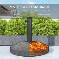 Outsunny Base para Chapéu de Sol Semicircular Suporte para Chapéu de Sol de 12 kg para Jardim Terraço 49x32x34 cm  Preto(m-5)