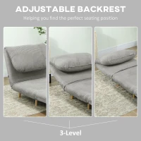 HOMCOM 2-in-1 Sleeper Chair Guest Bed, Adjustable Headrest Corduroy Look Gray 82 cm x 89 cm x 83 cm(m-5)