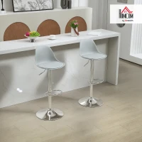 HOMCOM Set of 2 Bar Stools, Counter Chairs, Swivel Chairs with Backrest, Height Adjustable, Supports up to 120 kg, 42 x 38 x 82-104 cm, Gray(m-2)