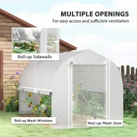 Outsunny 3 x 2 x 2 m Polytunnel Greenhouse with Roll-Up Side Walls, UV-Resistant Plastic Cover, and Steel Frame, White(m-4)
