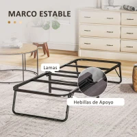 HOMCOM Cama Plegatín Plegable 70x180 cm con Colchón de Espuma Respaldo Ajustable en 5 Posiciones y Ruedas Carga 120 kg Marrón(m-9)