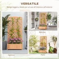 Outsunny Fioriera con Traliccio per Rampicanti e Fondo Ampio, in Legno di Abete, 76x36x170 cm, Marrone(m-4)