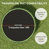 SPORTNOW Trampoline Replacement Mat with Spring Pull Tool, 54 V-Hooks, for 10ft Trampoline using 14cm Springs, Green(m-4)