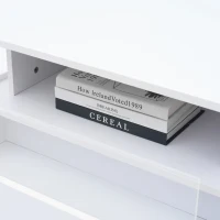 Modern LED Coffee Table with Storage and Bluetooth Control, Square Design with 2 Sliding Drawers, 70L x 70W x 41H cm, White(m-11)