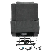 Power Massage Lift Recliner Chair with Heat and Vibration for Elderly, Heavy Duty Reclining Mechanism with Pockets, Cup Holders, Grey(m-14)