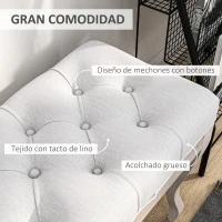 HOMCOM Banco para Pie de Cama con Pies de Madera y Asiento Acolchado Carga 120 kg para Entrada Pasillo 110x37x49 cm Crema(m-4)