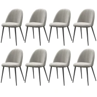 HOMCOM Conjunto de 8 Cadeiras de Sala de Jantar Modernas Cadeiras Estofadas em Veludo com Encosto Alto 50x52x83 cm Cinza(m-6)