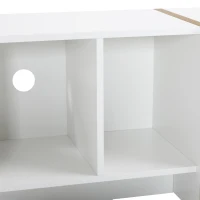 Modern TV Stand with Storage Cabinet for 85-Inch TV, Entertainment Centre with Open Shelves, 190L x 35W x 45H cm, White+Gold(m-11)