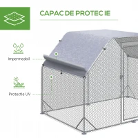 PawHut  Cos pentru gaini cu acoperis, Cotet cu intrare walk in pentru 4-6 gaini, Casa pentru gaini, in aer liber, 280x190x195 cm(m-7)