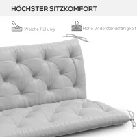 Outsunny 3 Sitzer Bankauflage 150x98x8 cm Bankkissen mit Bändern, Bankpolster für Gartenmöbel Hollywoodschaukel, Hellgrau(m-5)