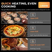 HOMCOM 30L 60-230℃ Mini Electric Oven, with Accessories - Silver Tone(m-8)