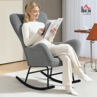 HOMCOM Rocking Chair, Fluffy Cover, Lumbar Pillow, Non-slip, Up to 120 kg, Gray(m-2)