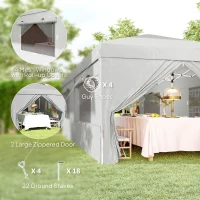Outsunny 3 x 6 m Pop-up Pavilion with Side Panels and Carrying Bag, UPF50+ Adjustable Height Garden Tent, Light Gray(m-7)