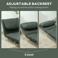 HOMCOM 2-in-1 Sleeper Chair Guest Bed, Adjustable Headrest Corduroy Look 82 cm x 89 cm x 83 cm Green(m-5)