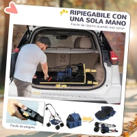 PawHut Passeggino per Cani 3 in 1 Pieghevole con Borsa Trasportino e Cestino Inferiore, Blu(m-5)