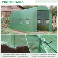 Outsunny Sera Tunel Verde 500×200×205 cm – Cadr, Otel & 8 Ferestre(m-5)