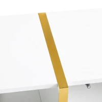 Modern TV Stand with Storage Cabinet for 85-Inch TV, Entertainment Centre with Open Shelves, 190L x 35W x 45H cm, White+Gold(m-8)