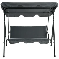 Outsunny 3 Seater Garden Swing Chair, Outdoor Swing Chair with Adjustable Canopy, Mental Frame & Cushions, Grey(m-12)