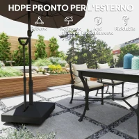 Outsunny Base per Ombrellone in HDPE con Maniglia e Ruote e Riempibile con Acqua o Sabbia, 60x60x100 cm, Nero(m-6)