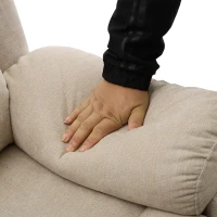 Power Massage Lift Recliner Chair with Heat and Vibration for Elderly, Fabric Sofa with Storage Pockets, Cup Holders, 90L x 94W x 101H cm, Beige(m-11)