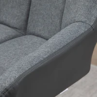 HOMCOM Bar Stool Set of 2 Retro Design Height-Adjustable Faux Leather Linen-Look Gray + Black(m-11)