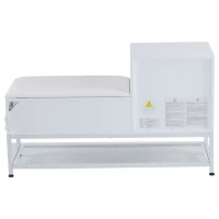 Modern Shoe Storage Bench with Padded Cushion and LED Lights, Entryway Organiser with Adjustable Shelves, 100L x 38W x 60H cm, White(m-15)