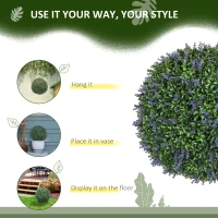 HOMCOM 2-Pack Artificial Topiary Ball, UV-Resistant, Artificial Plants for Indoor and Outdoor, 42 cm, Green+Purple(m-6)