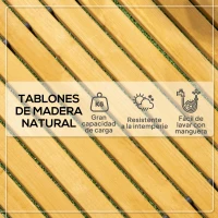 Outsunny Camino de Jardín de Madera 185x60 Pasarela Recta Enrollable para Exteriores Resistente a la Intemperie Natural(m-5)