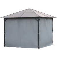 Outsunny 3m x 3m Hardtop Metal Frame Mesh Draped Gazebo Black(m-13)