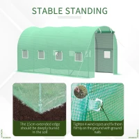 Outsunny Walk-in Polytunnel Greenhouse, Outdoor Garden Tunnel Greenhouse Tent with Zipped Roll-Up Door and 8 Mesh Windows, 4 x 2M(m-5)