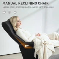 HOMCOM Swivel Recliner Chair with Footstool, PU Leather Recliner Armchair with Adjustable Back and Steel Frame, Reclining Chair Lounge with Flared Armrests for Living Room, Black(m-4)