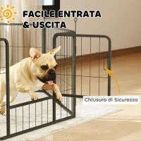 PawHut Recinto per Cani a 6 Pannelli Modulabili da 80x1.5x60 cm in Acciaio Grigio Scuro con Porta di Ingresso(m-5)