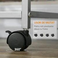 HOMCOM Cărucior de Bucătărie cu 4 Coșuri Detașabile pentru Alimente, 36,5x36,5x89 cm, Argintiu(m-4)
