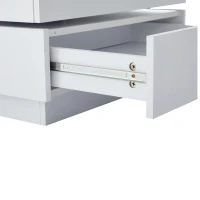 Square Rotating Coffee Table with 2 Drawers, 2-Tier Swivel Tabletop and Storage, 60L x 60W x 38H cm, White(m-11)