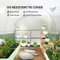 Outsunny 3 x 2 x 2 m Polytunnel Greenhouse with Roll-Up Side Walls, UV-Resistant Plastic Cover, and Steel Frame, White(m-5)