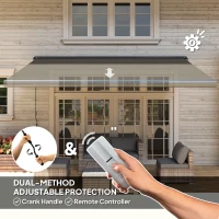 Outsunny 4 x 3(m) Full Cassette Electric Awning with Remote Controller, Aluminium Frame DIY Retractable Garden Awning, UPF50+ Sun Shade Canopy for Deck Door Window, Dark Grey(m-4)