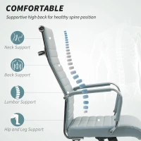 Vinsetto Office Chair, Swivel Chair with Rocking Function, Height Adjustable, Faux Leather, up to 120 kg, Light Gray(m-4)