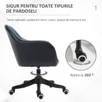 Vinsetto Scaun de Birou cu 2 Puncte de Vibrații, Pernă, Brațe și Înălțime Reglabilă, 57x70x78-86 cm, Negru(m-6)