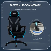 Vinsetto Scaun Gaming Ergonomic 65×65×119‑129 cm Negru/Albastru(m-7)