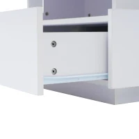 Modern LED Coffee Table with Storage and Bluetooth Control, Square Design with 2 Sliding Drawers, 70L x 70W x 41H cm, White(m-13)