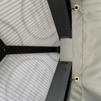 Outsunny 3.6 x 4m Hardtop Gazebo Canopy with Polycarbonate Roof, Aluminium Frame, Permanent Pavilion Garden Gazebo with Netting and Curtains for Patio, Deck, Dark Grey(m-9)