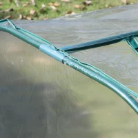 Outsunny Mini Greenhouse, Small Polytunnel Green House with Zipped Doors, Steel Frame for Garden Patio, 300 x 100 x 80cm, Clear(m-10)