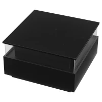 Modern LED Coffee Table with 2 Sliding Drawers and Smart App Control, Square Design, 70L x 70W x 41H cm, Black(m-13)