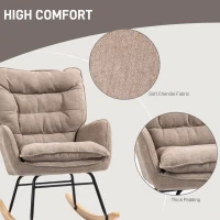 HOMCOM Rocking Chair, Wide Seat, High Backrest, Beech Frame, up to 120 kg, Brown(m-6)