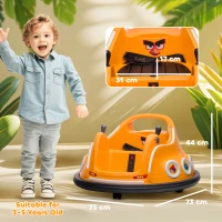 AIYAPLAY Angry Bird Licensed Waltzer Car, 12V Kids Bumper Car w/ Joysticks, Remote, Music LED Lights, Orange(m-3)