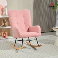 HOMCOM Rocking Chair, Cozy Cover, Thick Padding, Non-slip, Pink(m-10)