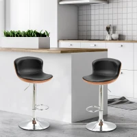 HOMCOM 2 Piece Barstools Adjustable Height Dining Counter Chair 360° Swivel with/ Footrest for Home Pub, Black(m-12)