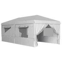 Outsunny 3 x 6 m Pop-up Pavilion with Side Panels and Carrying Bag, UPF50+ Adjustable Height Garden Tent, Light Gray(m-1)