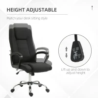 Vinsetto Office Chair Computer Chair with Rocking Function, Headrest, Ergonomic Desk Chair Swivel, Height-Adjustable Linen Touch Black 62 x 76 x 110-119 cm(m-4)